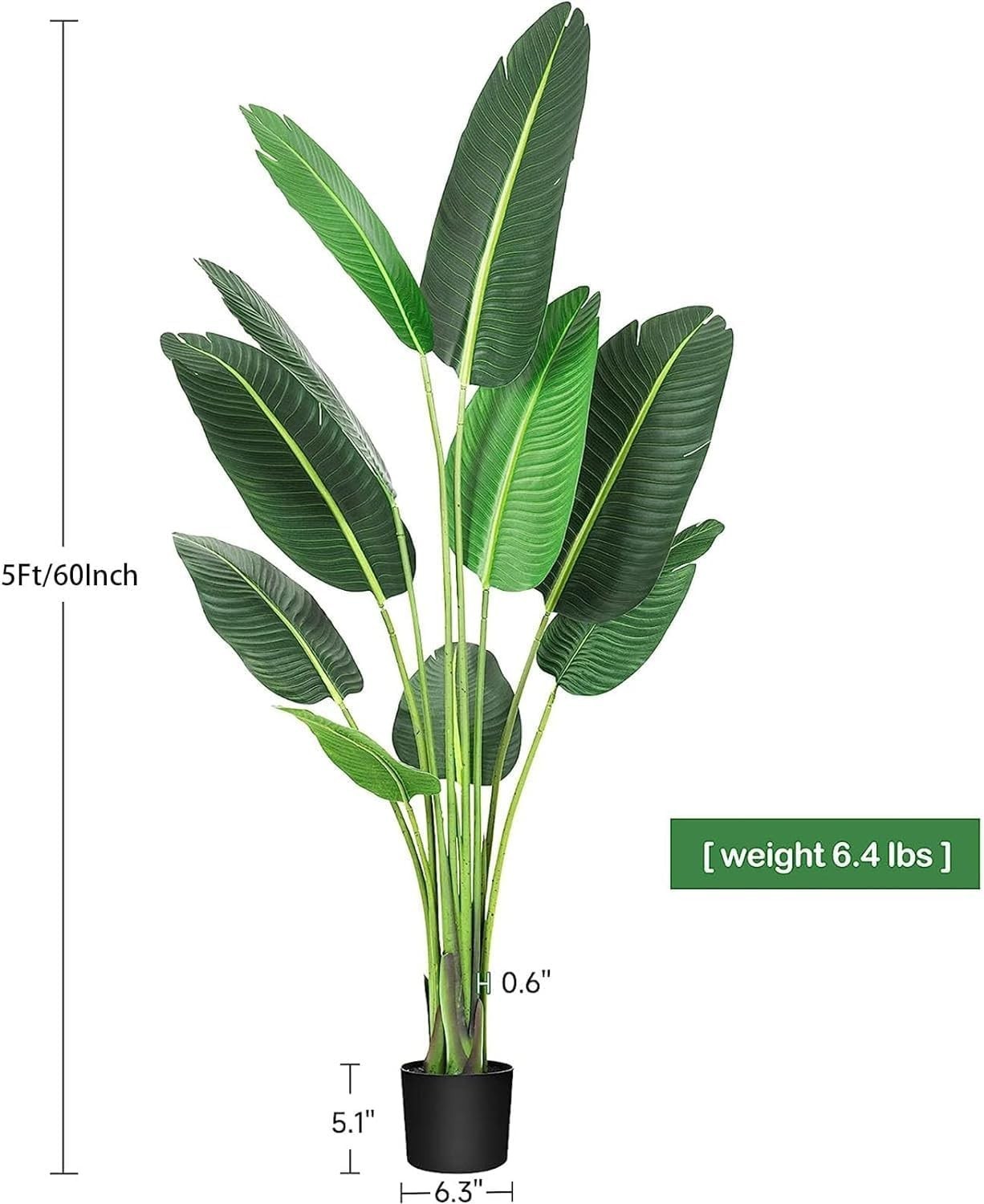 1/2PCS Artificial Banana Tree Tall Fake Palm Tree Plant Home Decor 48/60/72in