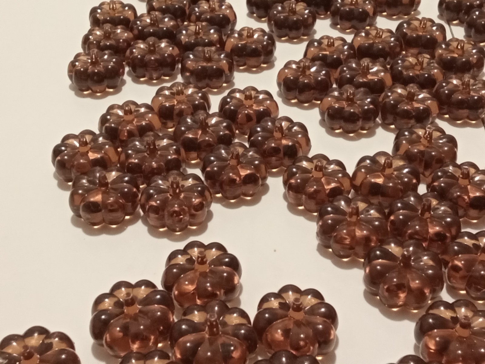 MINI PUMPKINS Orange Faux Glass Acrylic Table Scatter Filler 165 pieces