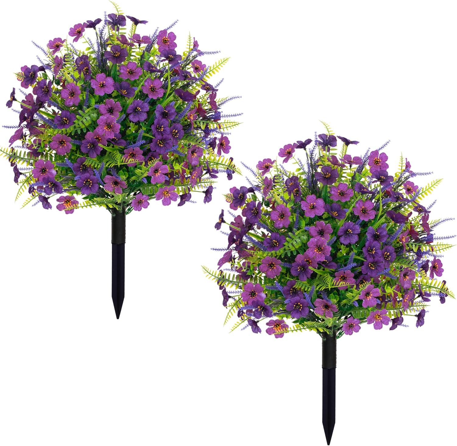 24″ Lavender Mums Topiary Ball Trees – 2 Pack UV Resistant Outdoor Decor