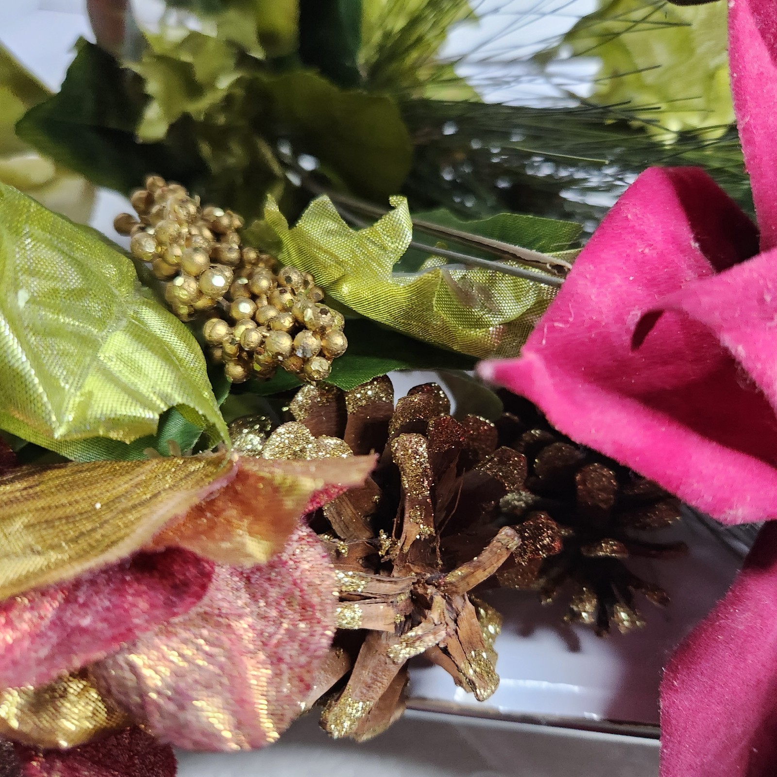 Artificial Poinsettia Flower Lot Red Christmas Holiday Floral Decor Mixed Stems