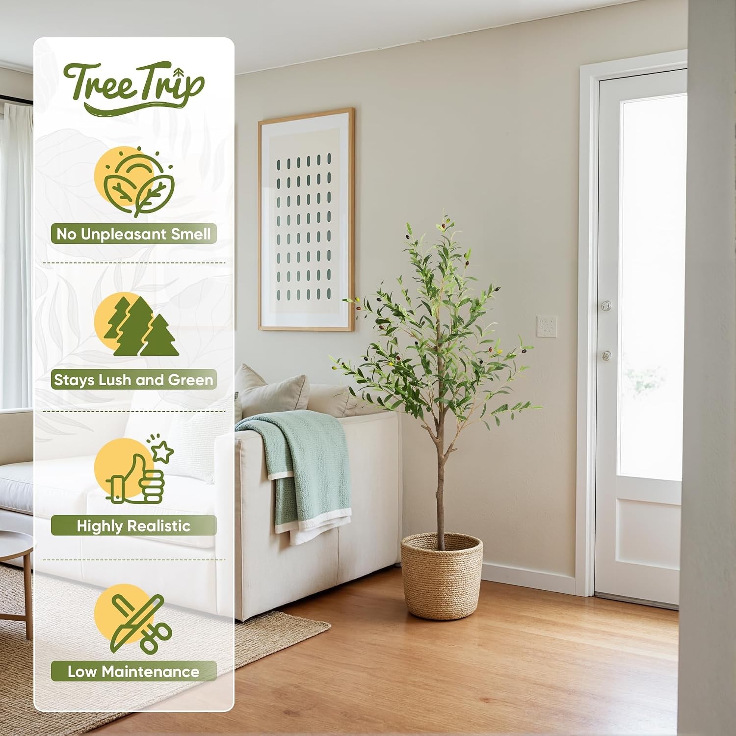 2-Pack 5 FT Olive Tree Artificial Indoor Faux Olive Trees with Planter Fake