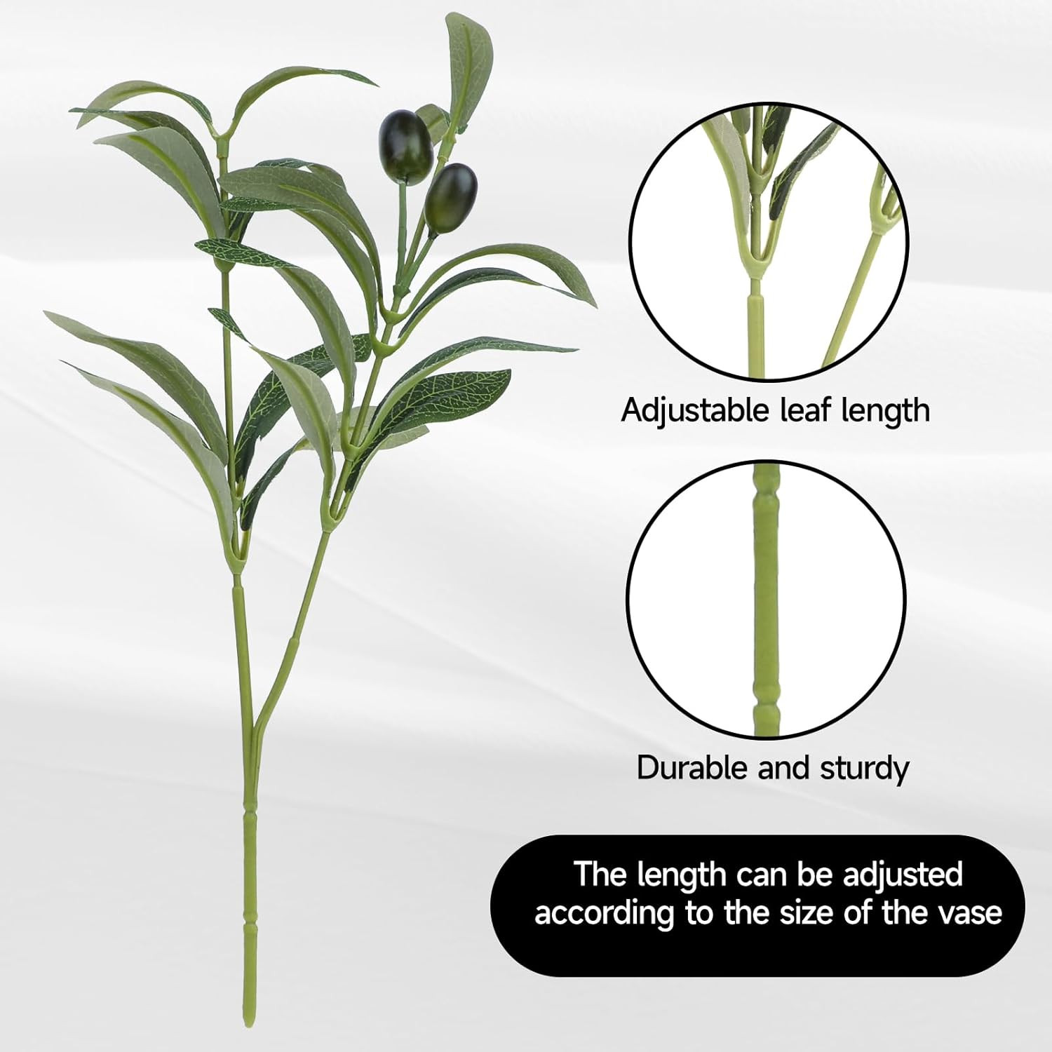 11 Inch Olive Branches for Vases, 5 PCS Artificial Plants Olive Tree Branches Fa
