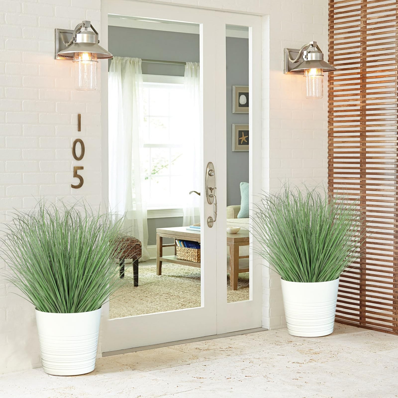 14 Bundles Artificial Plants Onion Grass Outdoor 20 Inch Tall V Resistant