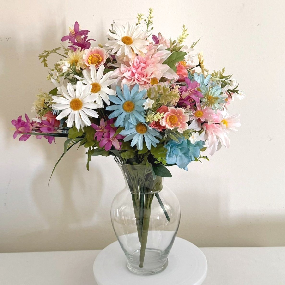 Artificial Mixed Floral Bouquet Multicolor Daisies Hydrangeas Upcycled and New