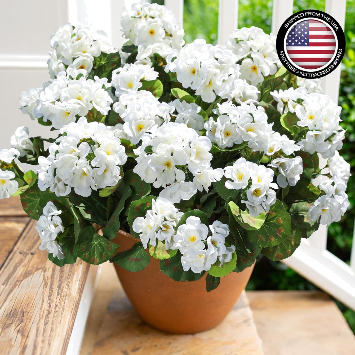 Artificial Geranium Flowers 6 Bundles UV Resistant Faux Plants for Outdoor Ga…