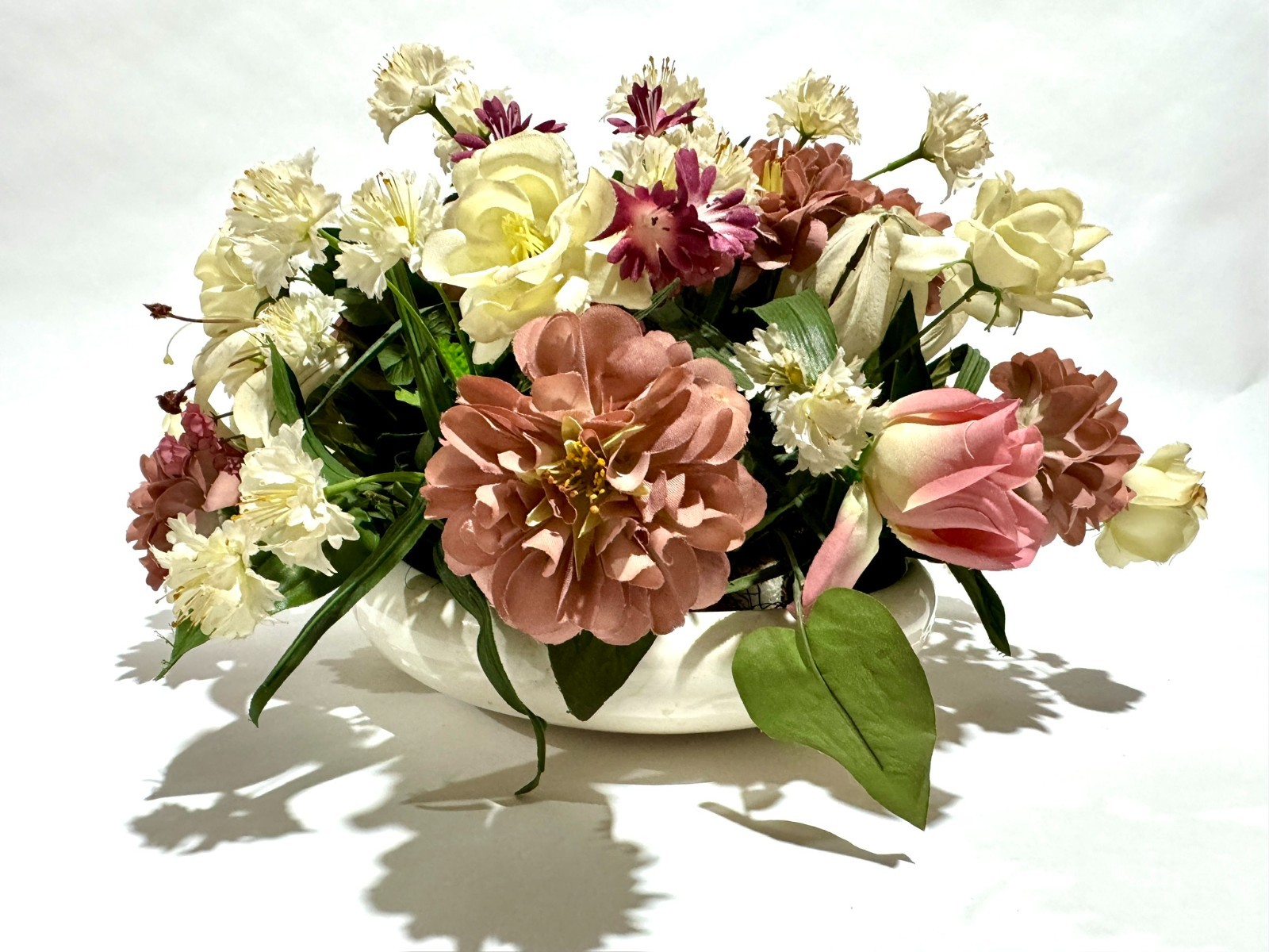Artificial Faux Flowers in Vase,Silk Flower Arrangement Floral Table Centerpiece