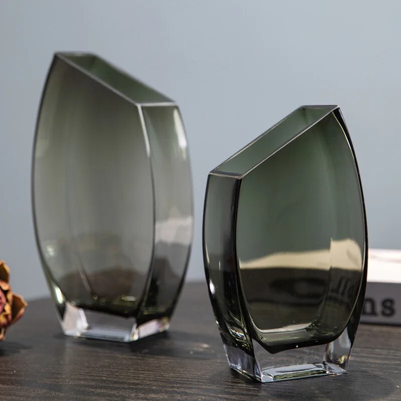 Square Transparent Glass Vase Nordic Luxury Ornaments Flower Arrangement
