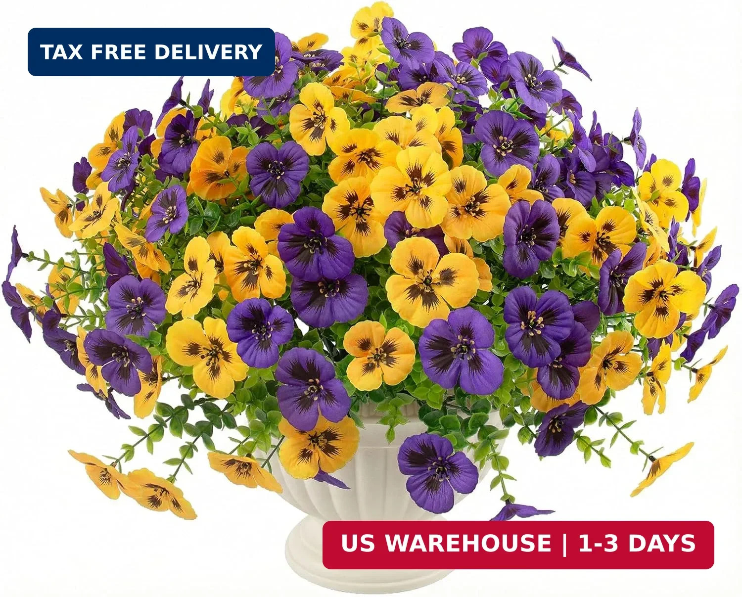Rowfad 18 Pcs Artificial Fake Pansy Flowers for Outdoor, Faux UV Resistant Silk