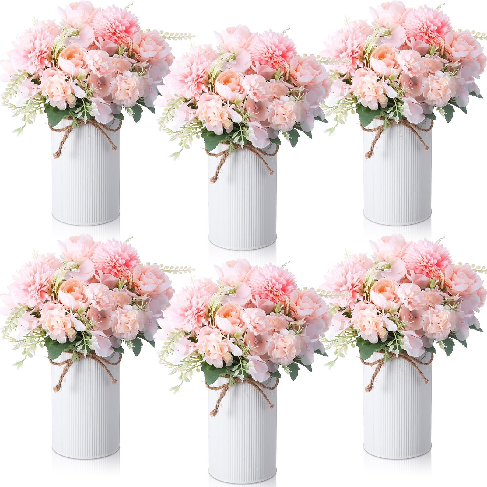 6 Sets Wedding Centerpiece for Table Decoration Light Pink Artificial Fake Ro…