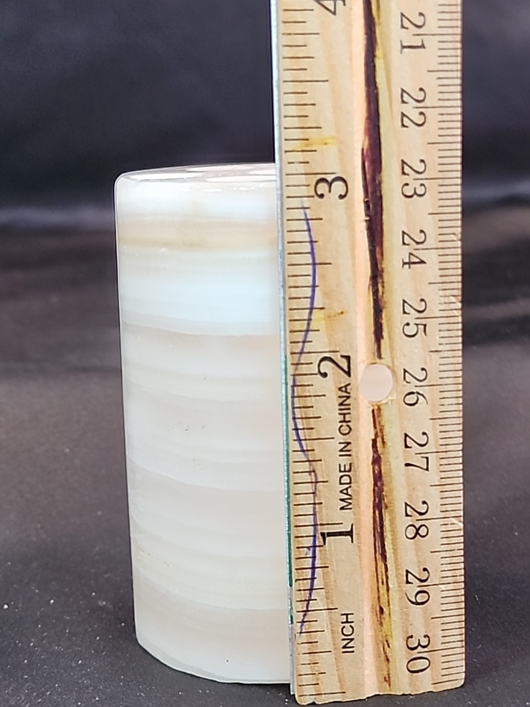 Vintage Variegated Earth Toned Onyx Marble 3″, 7 Hole Flower Frog Italy