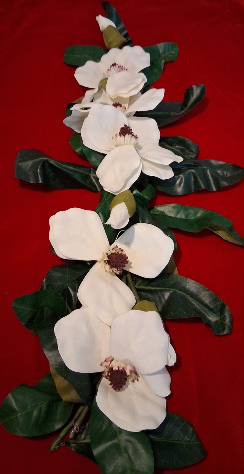 24″ WHITE MAGNOLIA SWAG ARTIFICIAL FLOWER HOME WEDDING CENTERPIECE DECOR