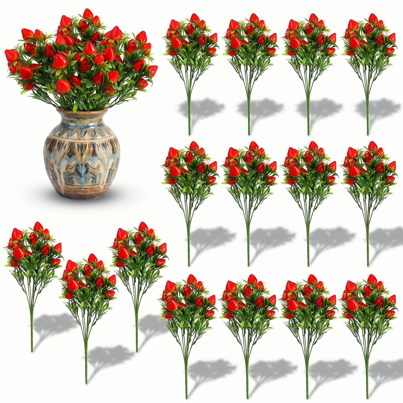 15 Pcs Artificial Strawberry Plants Fake Strawberries, Artificial Strawberry …