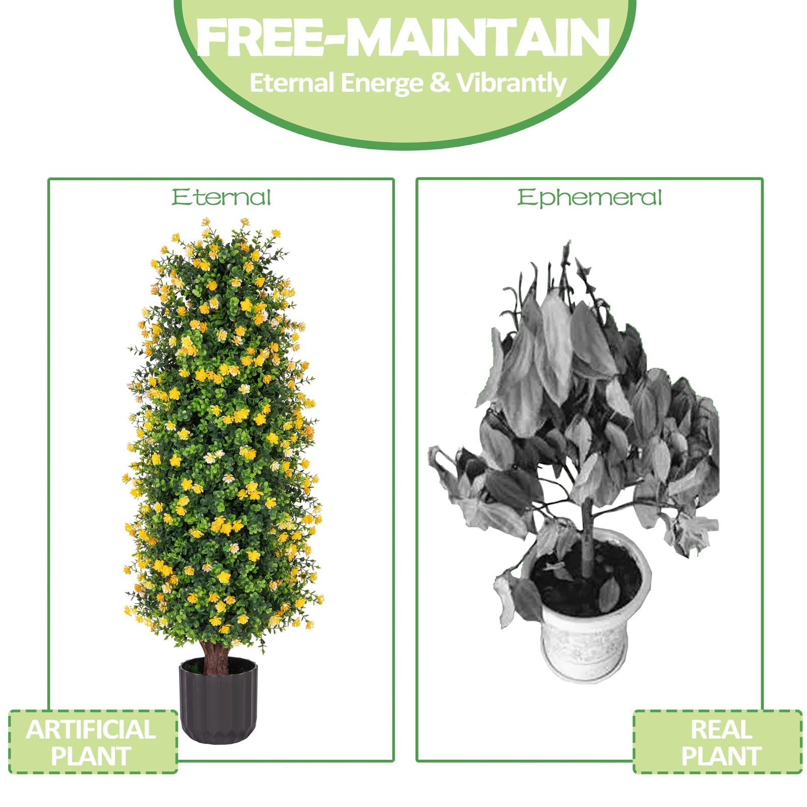 2 Packs Artificial Rose Tree 3FT- Fake Floral Plant Tree in Pot- Decorative T…