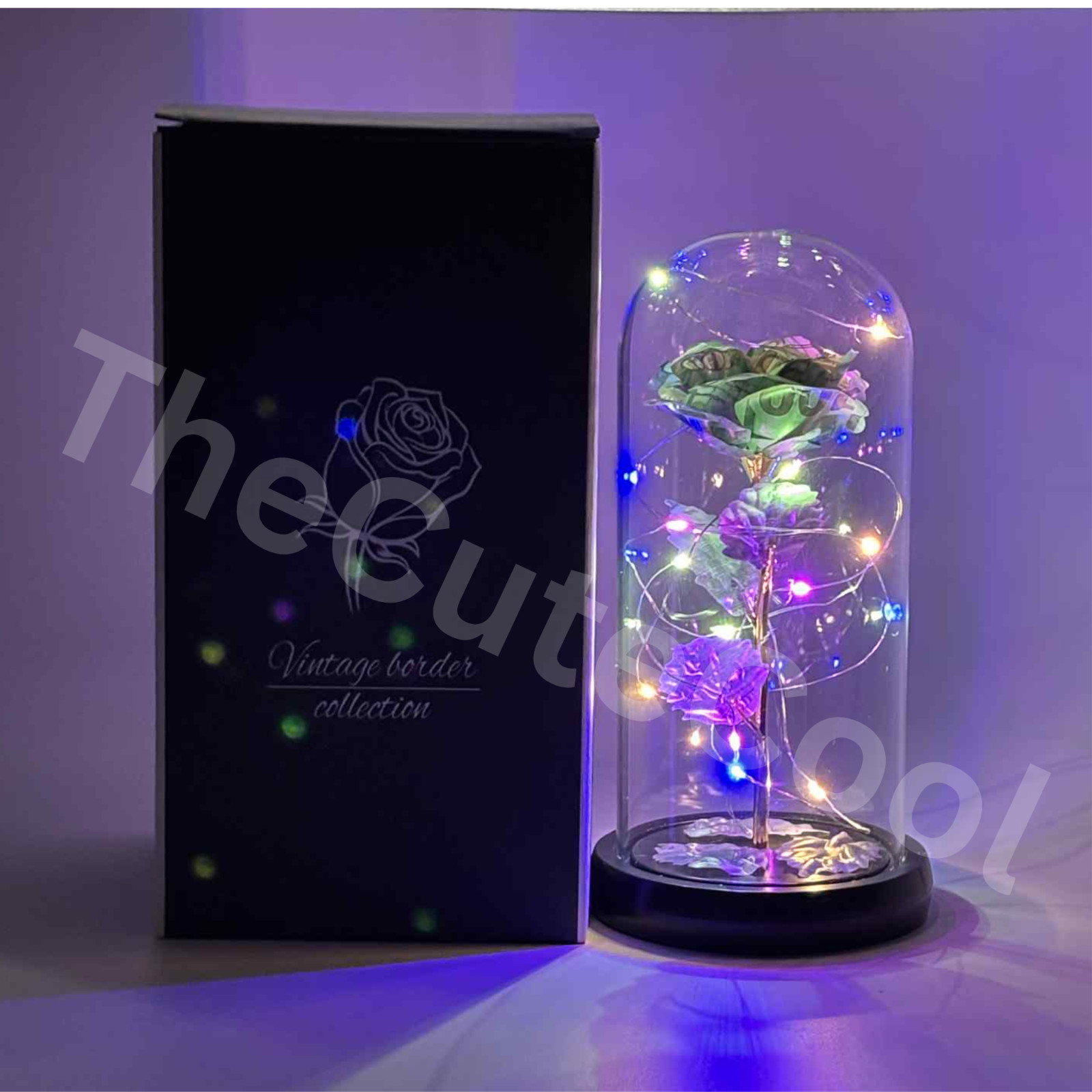Forever Eternal Galaxy Flowers LED Light Cash Money Dollar Bill Rose Cool Gifts