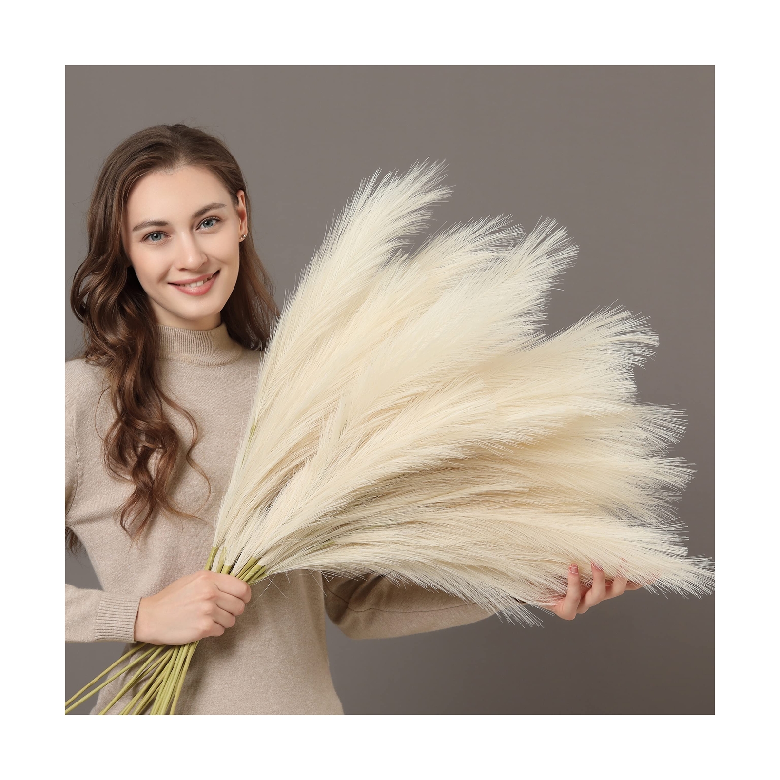 Perfnique Faux Pampas Grass, 9PCS Pompas, Large Pampas Grass, 38” Tall Pampa…