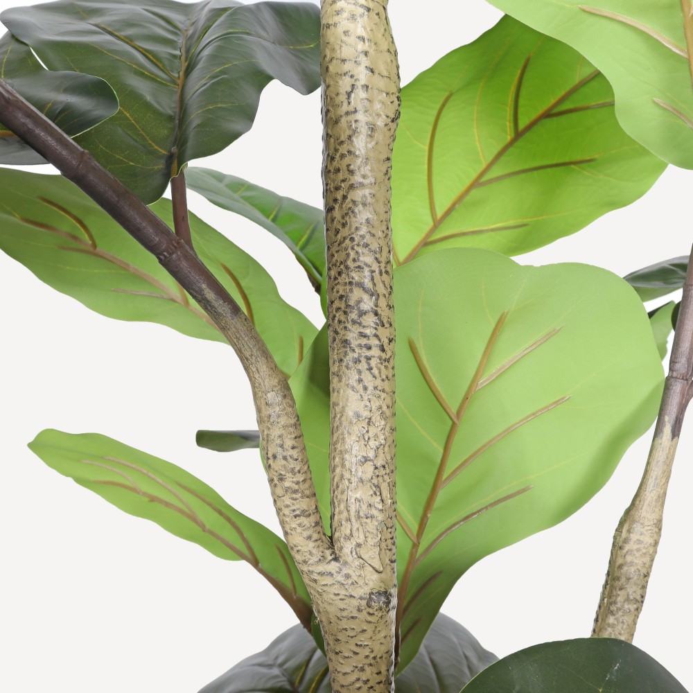 7′ Artificial Fiddle Leaf Fig Tree in Black Plastic Pot