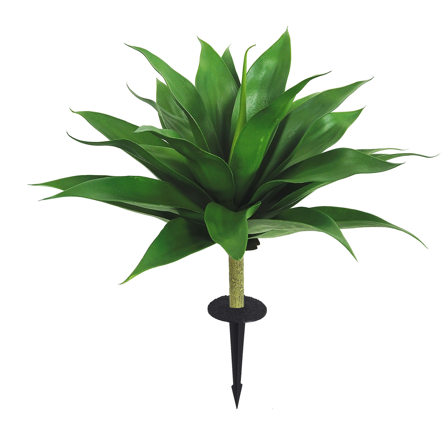 2 Pcs Faux Succulent Agave Shrub with Ground Spike for Patio Walkway Landscape