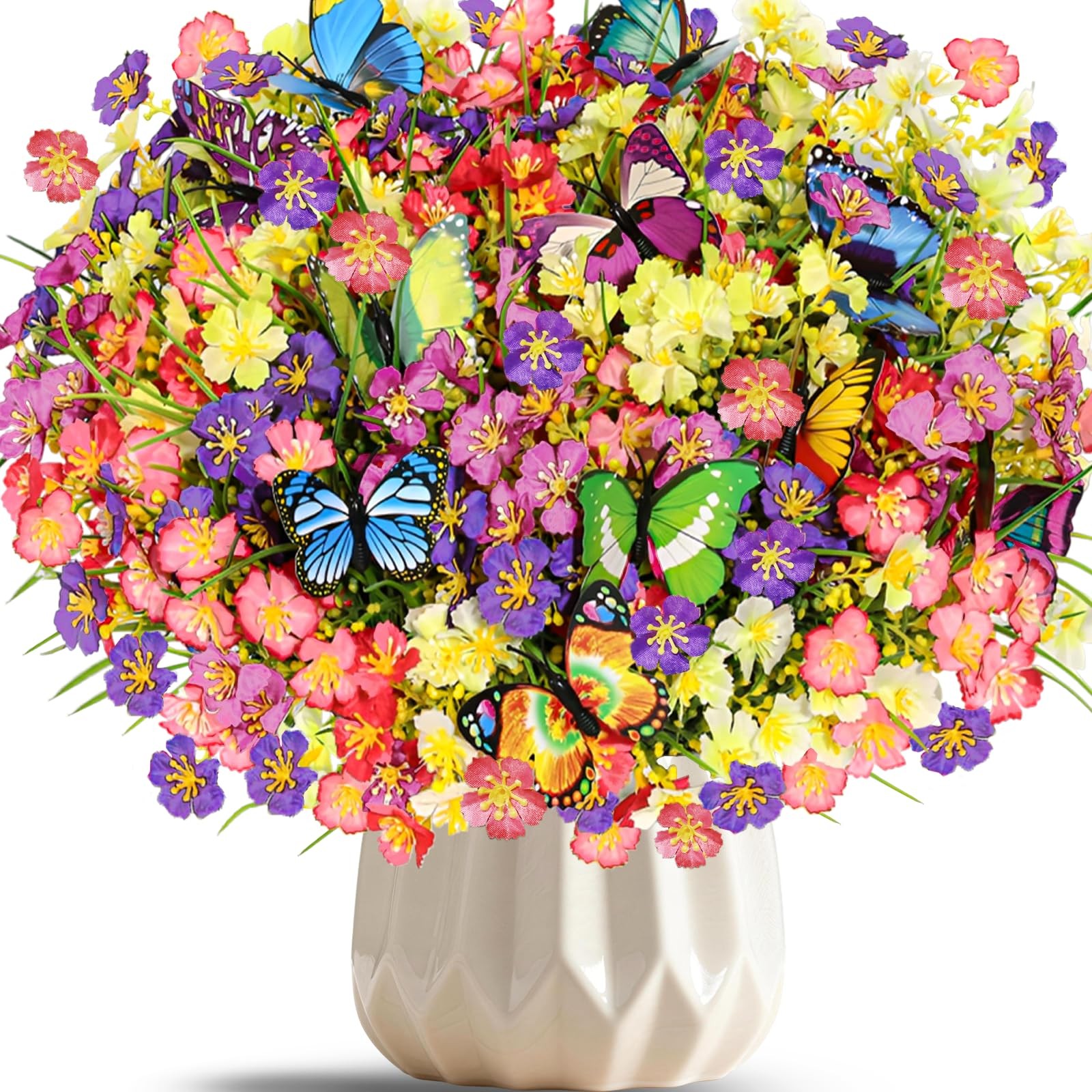 Artificial Flowers for Outdoors,12 PCS Silk Flowers UV Resistant Fake Flowers…