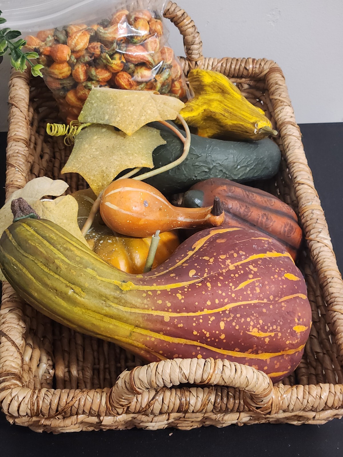Foam Gourds Centerpiece Rustic Basket Home Decor Autumn Decorations 18″x12″x4″