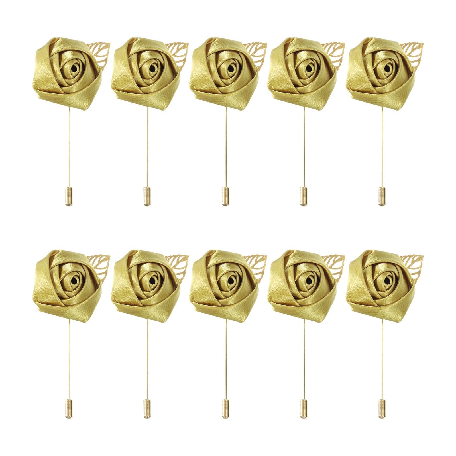 10 Pcs Groom Boutonnieres Rose Boutonnieres Pins 2×3.5 for Men Wedding Ceremo…