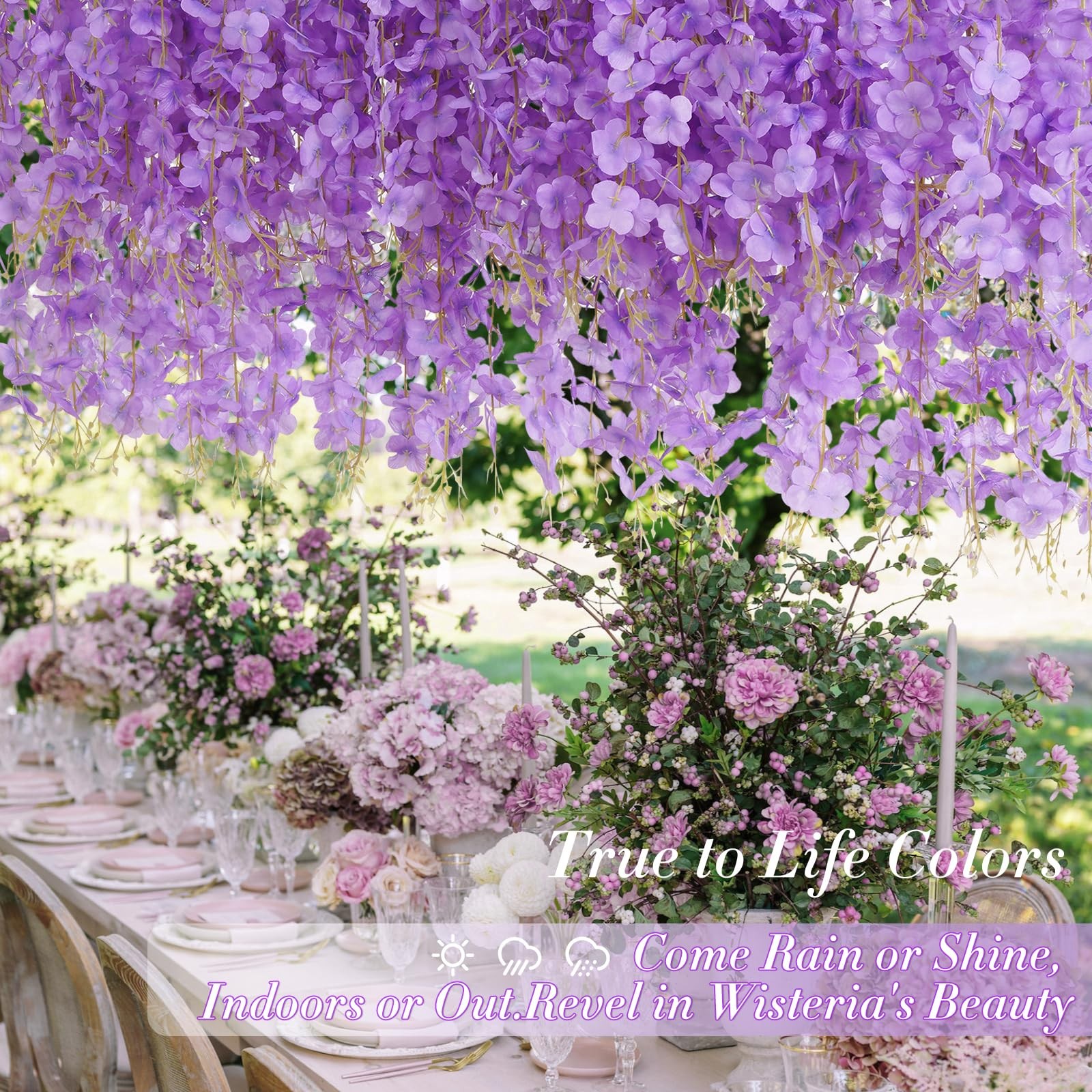 Waipfaru 12 Pack Wisteria Hanging Flowers, 3.6 Feet/Pcs Purple Wisteria Artif…