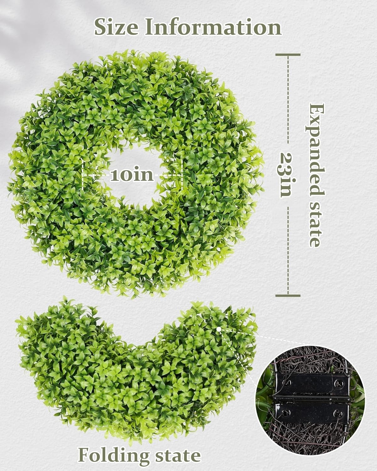 Elegant 23-Inch Boxwood Wreath – -Round Indoor/Outdoor Decor Solution