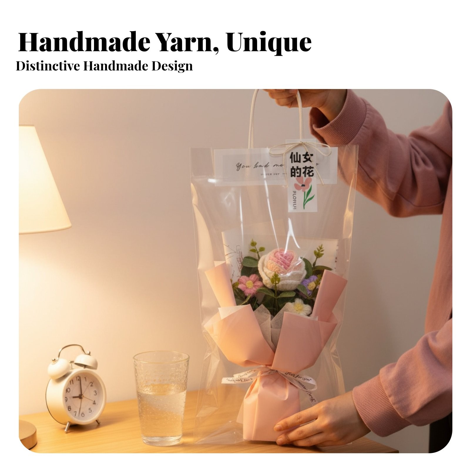 Knitting Flower Finished Tabletop Handmade Home Decor