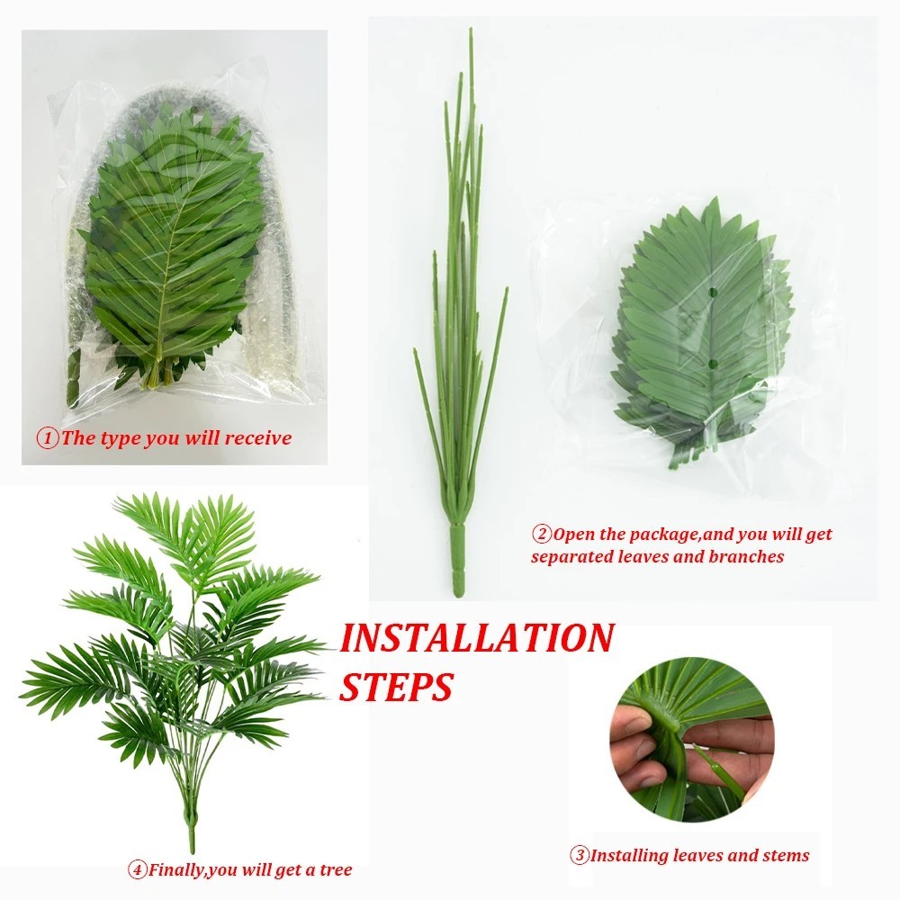 24 Leaves Artificial Areca Palm Tree Faux Potted Plant Home Indoor Outdoor Decor