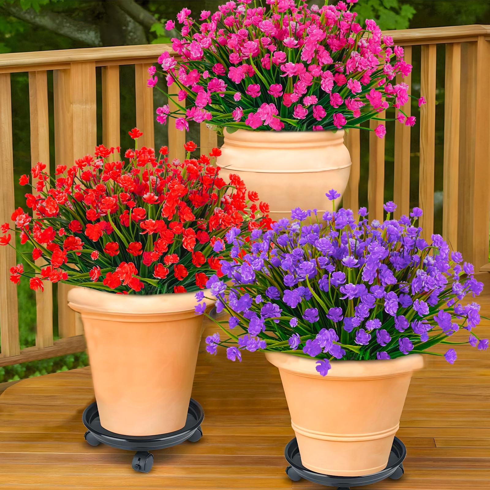 36 Pcs Artificial Flowers for Outdoors, UV Resistant Faux Plastic Plants, Fak…