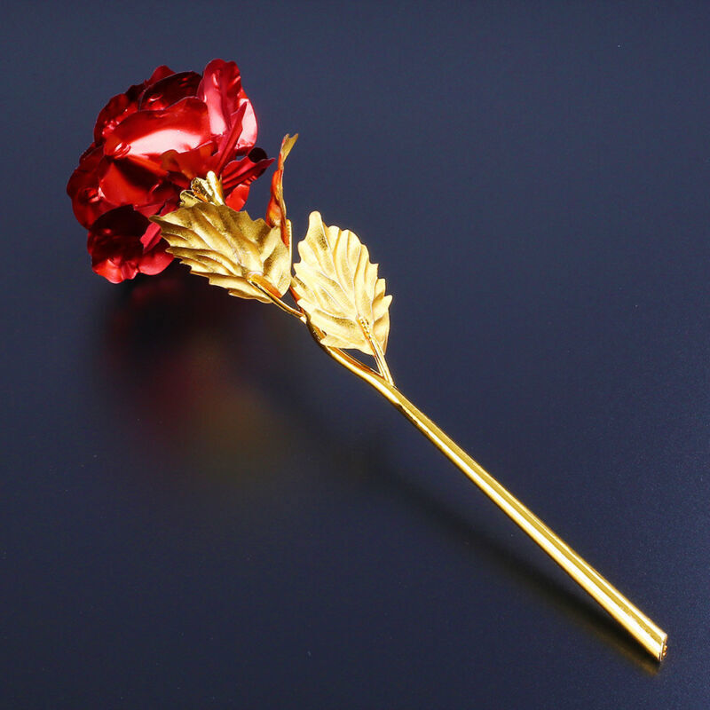 24k Gold Plated Golden Rose Flowers Anniversary Mothers Day Girlfriend Gift