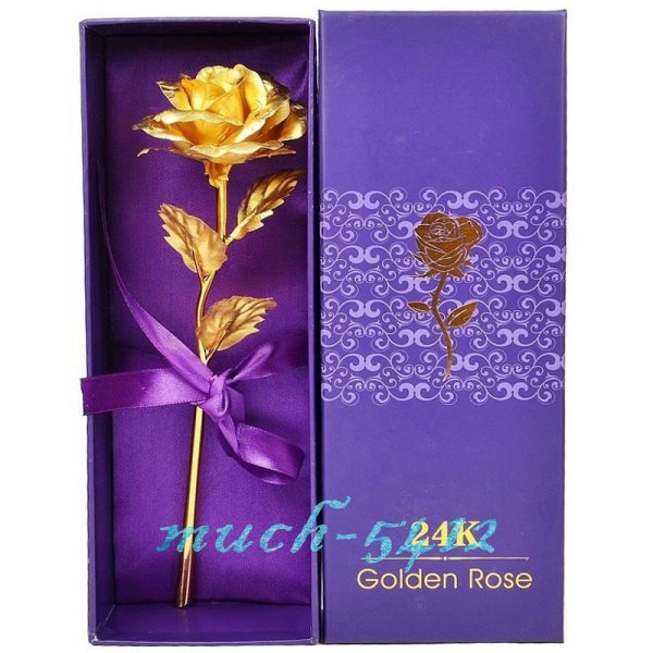 24k Gold Plated Dipped Rose Flower In Glass Dome Romantic Gift Love For Mom Girl
