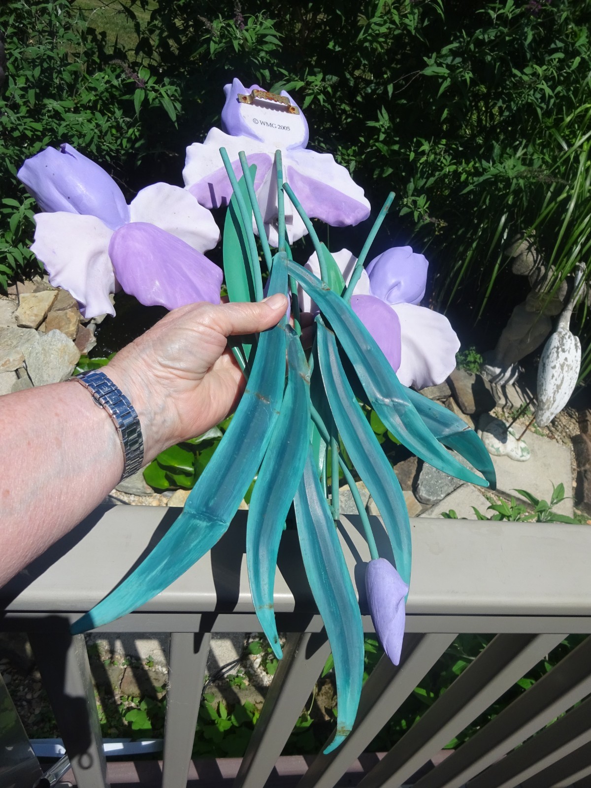 Vintage Wmg 2005 Lavender Purple Iris Metal Leaves Wall Plaque 29“ x 13″ Folding