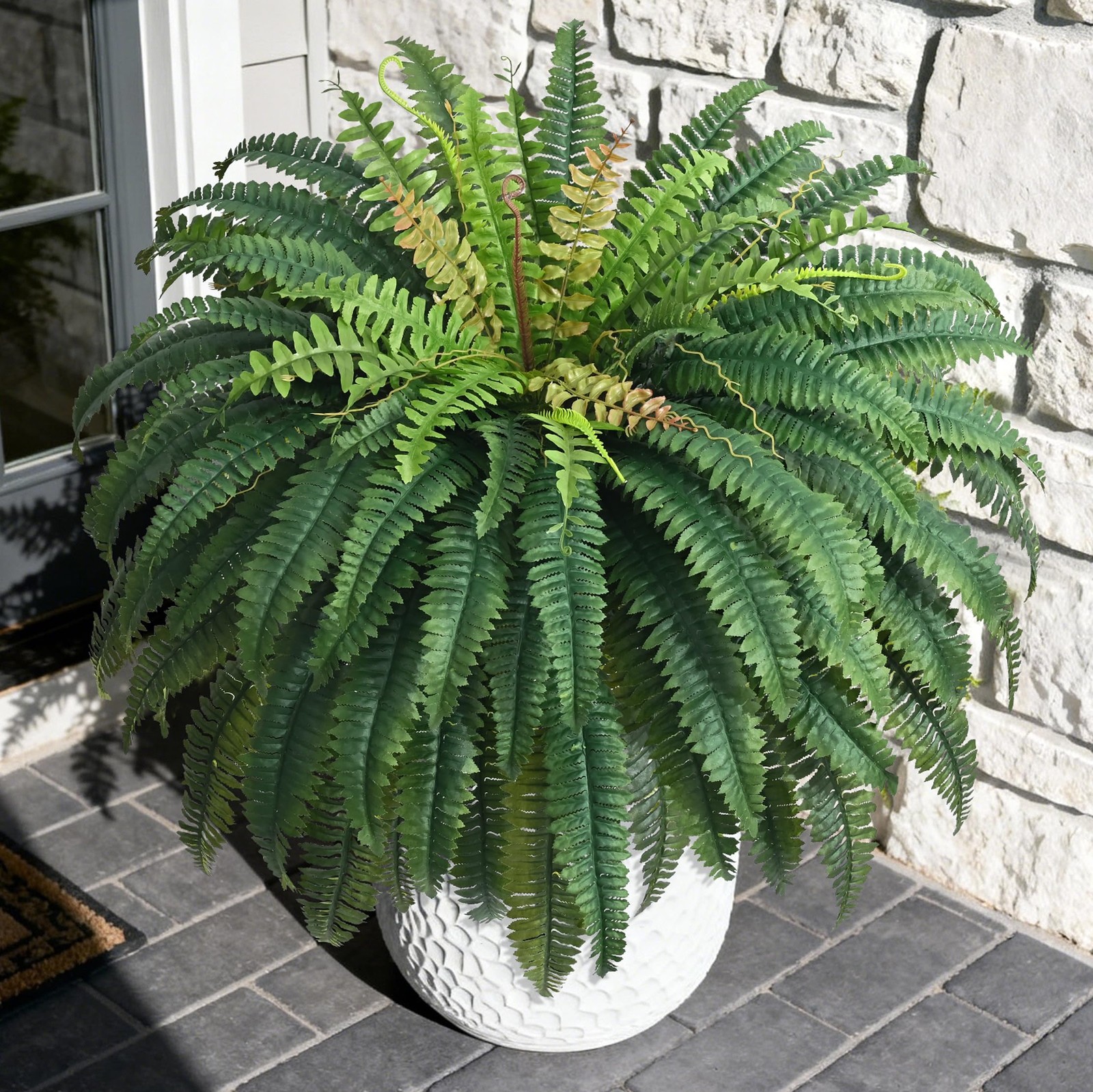 48In 96 Leaves Large Fake Ferns Plants 2Pcs Artificial Ferns for Outdoors