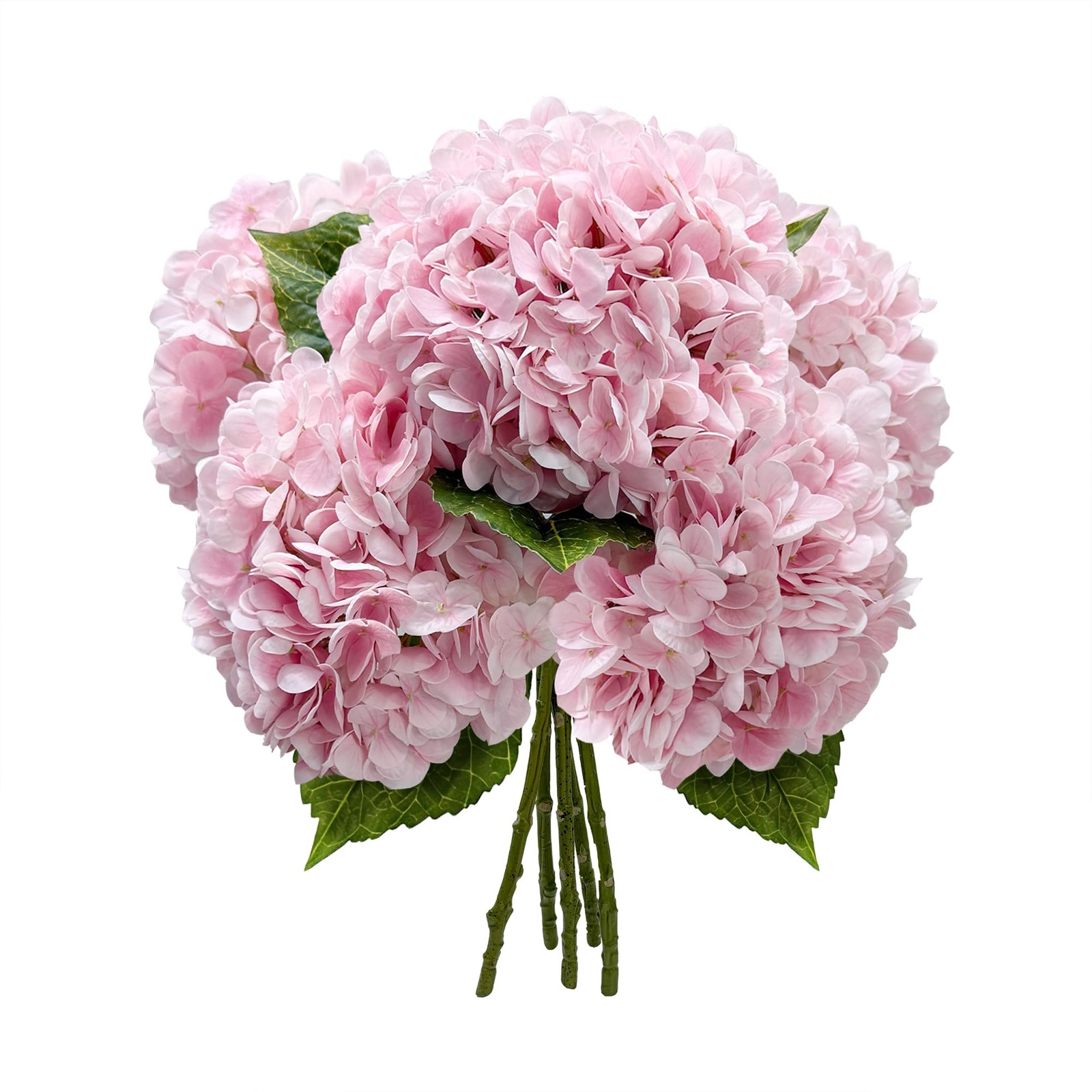 21 Inch Pink Artificial Hydrangea Flowers 5 Pcs Latex Silk Real Touch Floral Dec