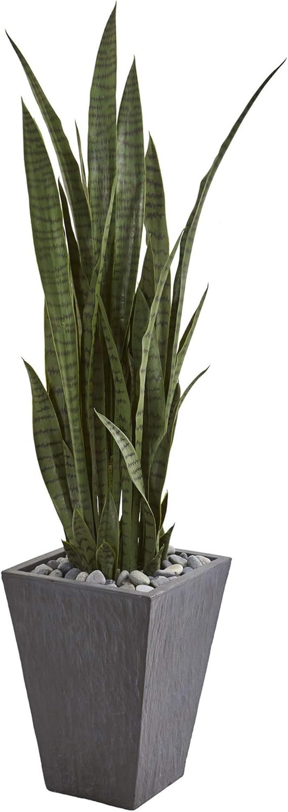 57″ Tall Faux Snake Plant in Slate Planter – Lifelike Indoor Decor