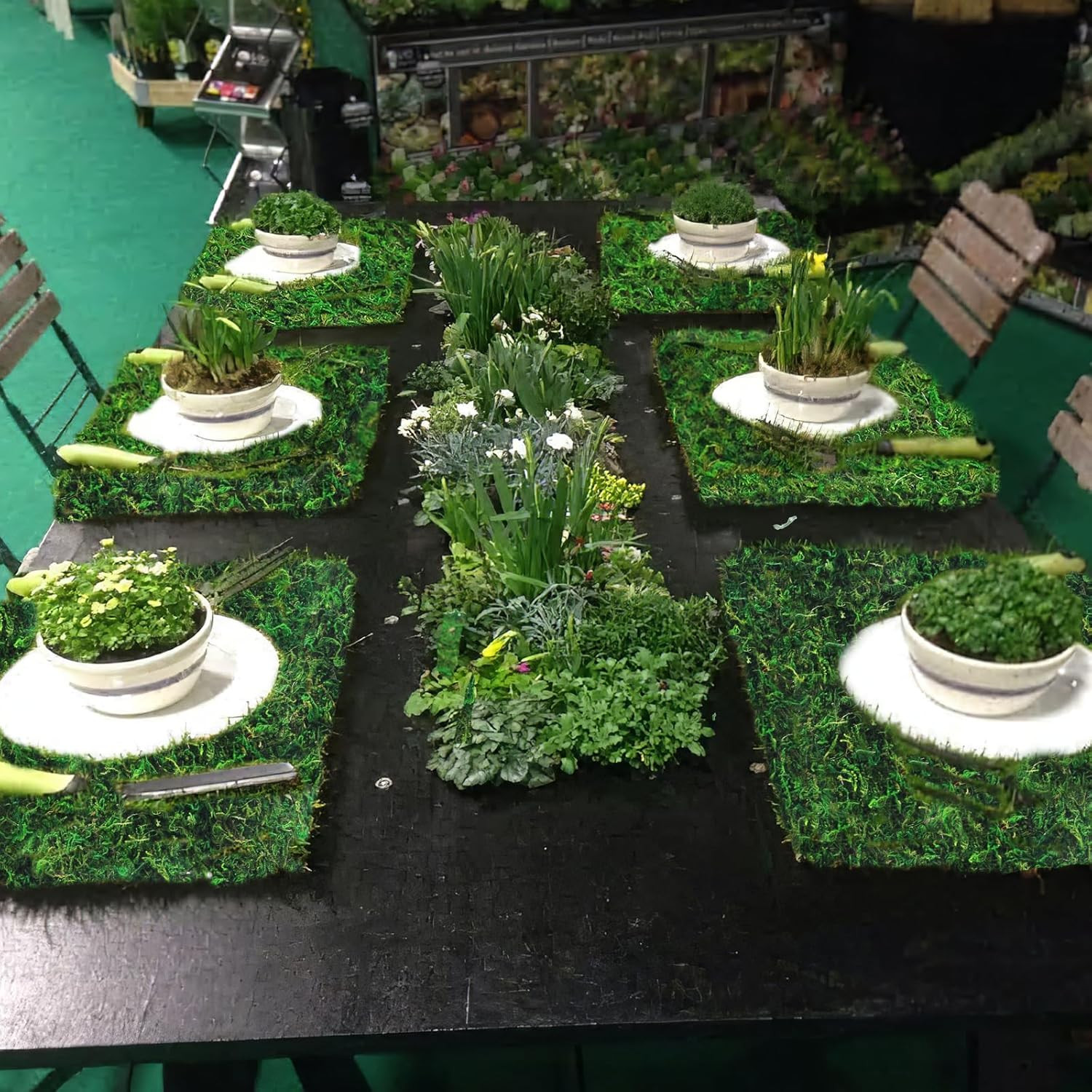 2 Pcs Moss Table Runner Dried Moss for Crafts Green Moss Roll for Fairy Gardens