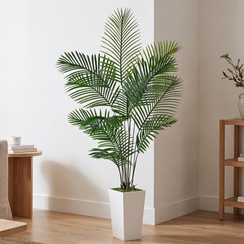 Artificial Palm Tree 6FT Tall, Faux Palm Tree Indoor Outdoor, 72in Fake Tropi…