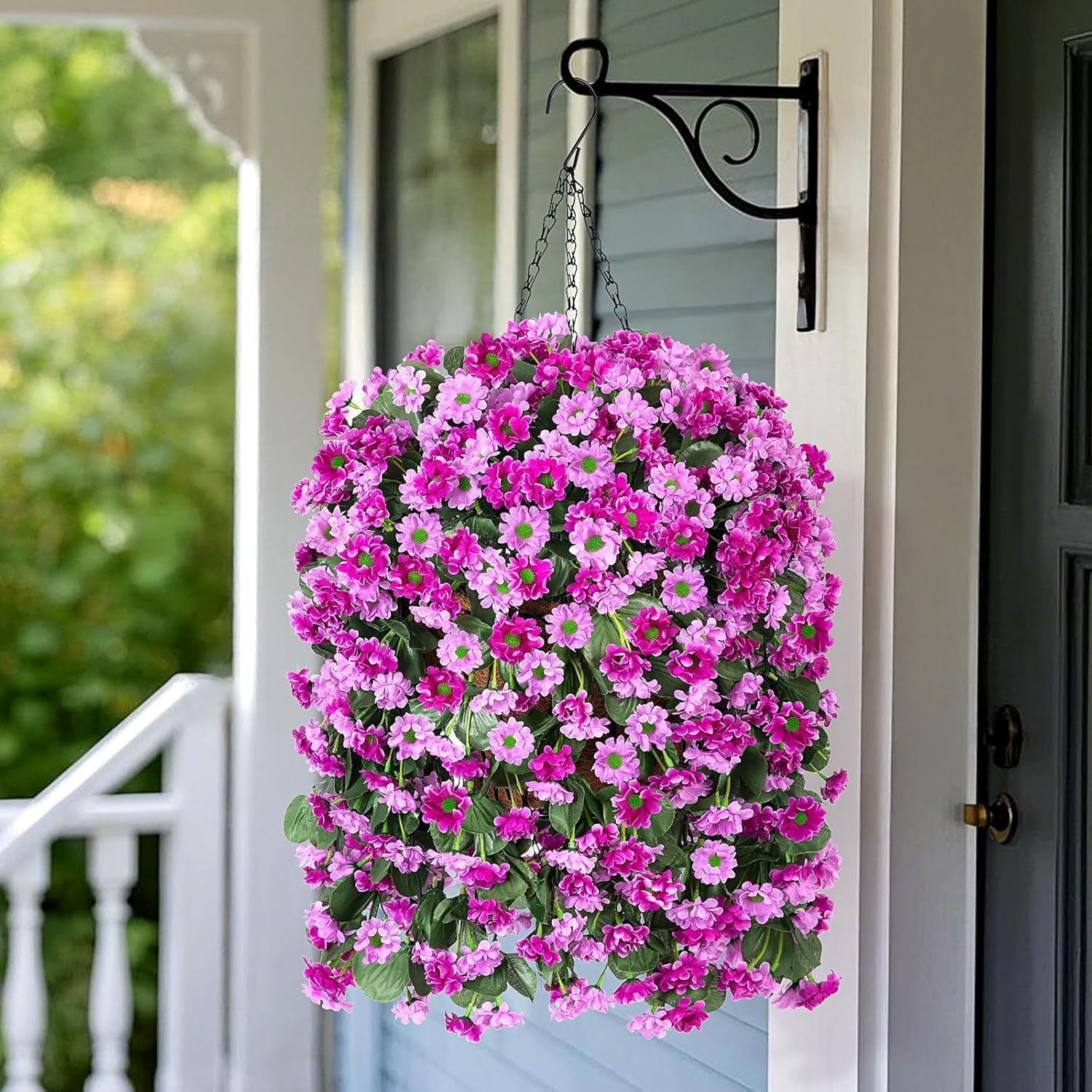 Artificial Daisies Hanging Baskets for Home Garden Patio Spring Decor