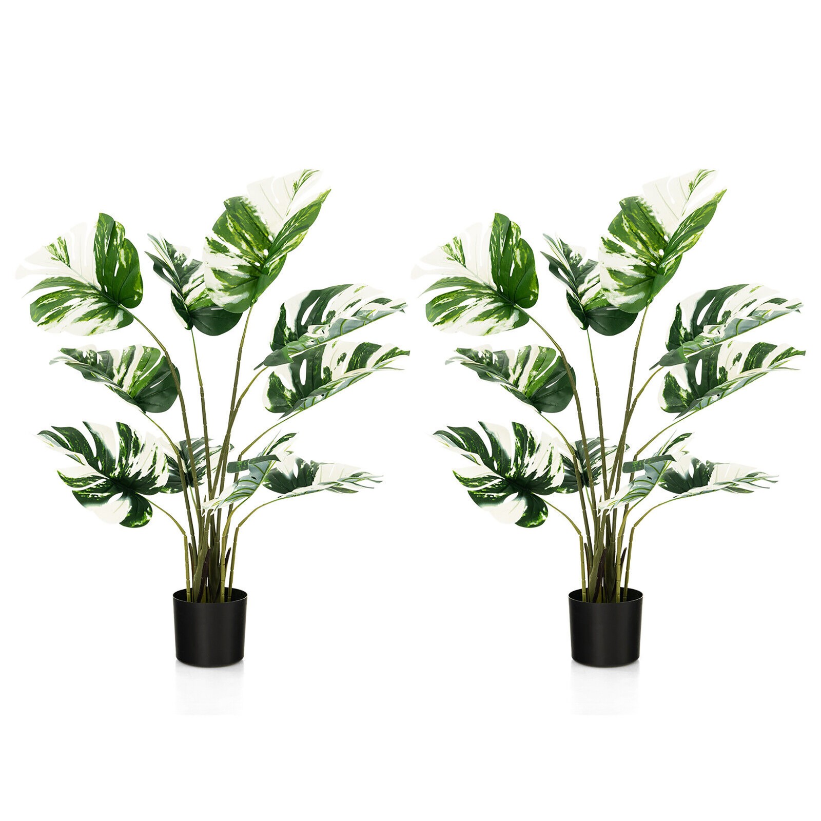 4FT Artificial Monstera Deliciosa Tree 2-Pack Fake Plant Faux Tree for Decor