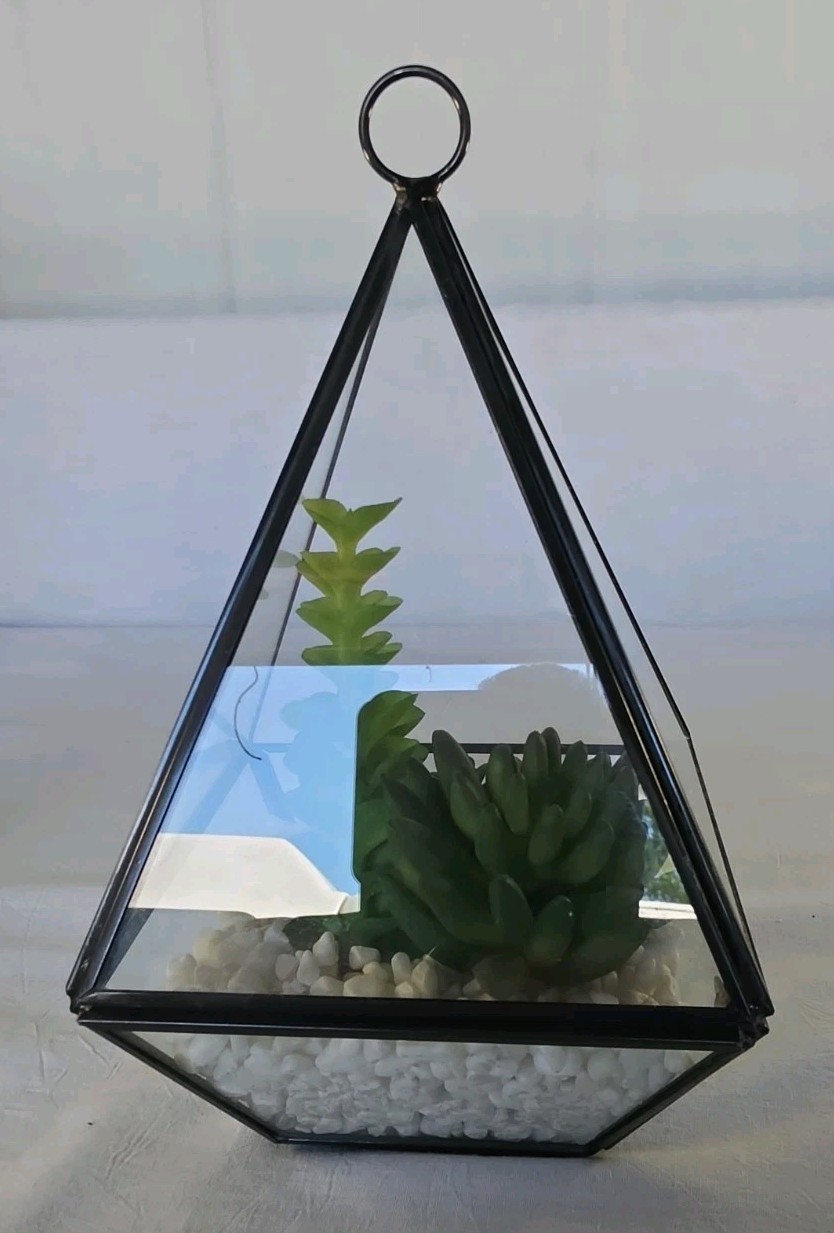 Geometric Pyramid Terrarium Hanging/Tabletop Planter Artificial Succulents