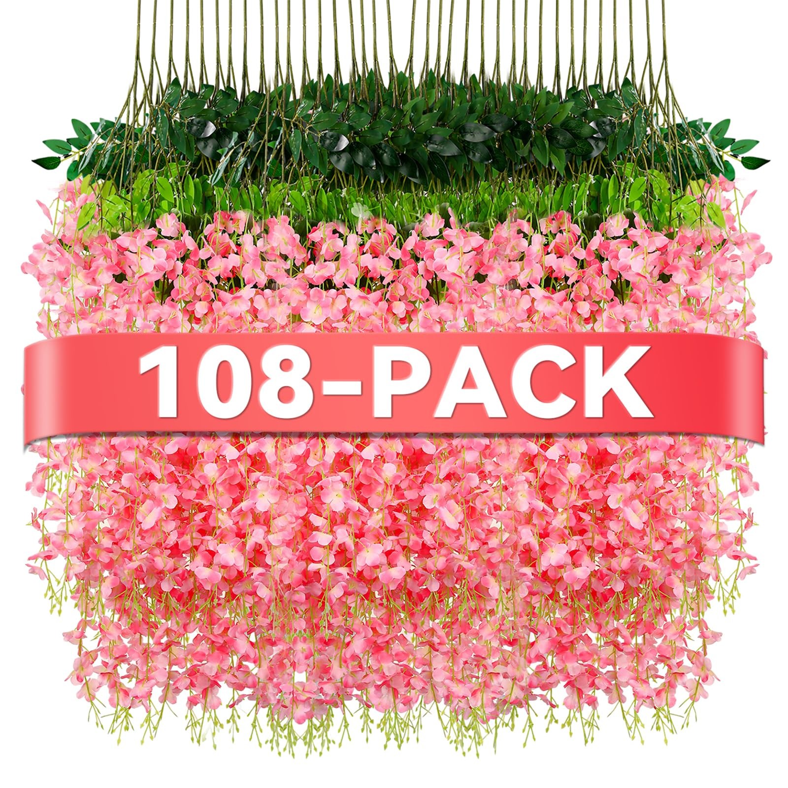 12 Pcs Artificial Wisteria Hanging Flowers Silk Garland for Wedding Home Decor