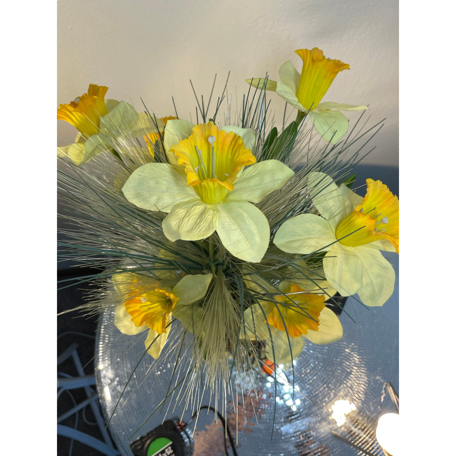 vintage optical fiber floral bouquet Yellow Daffodils