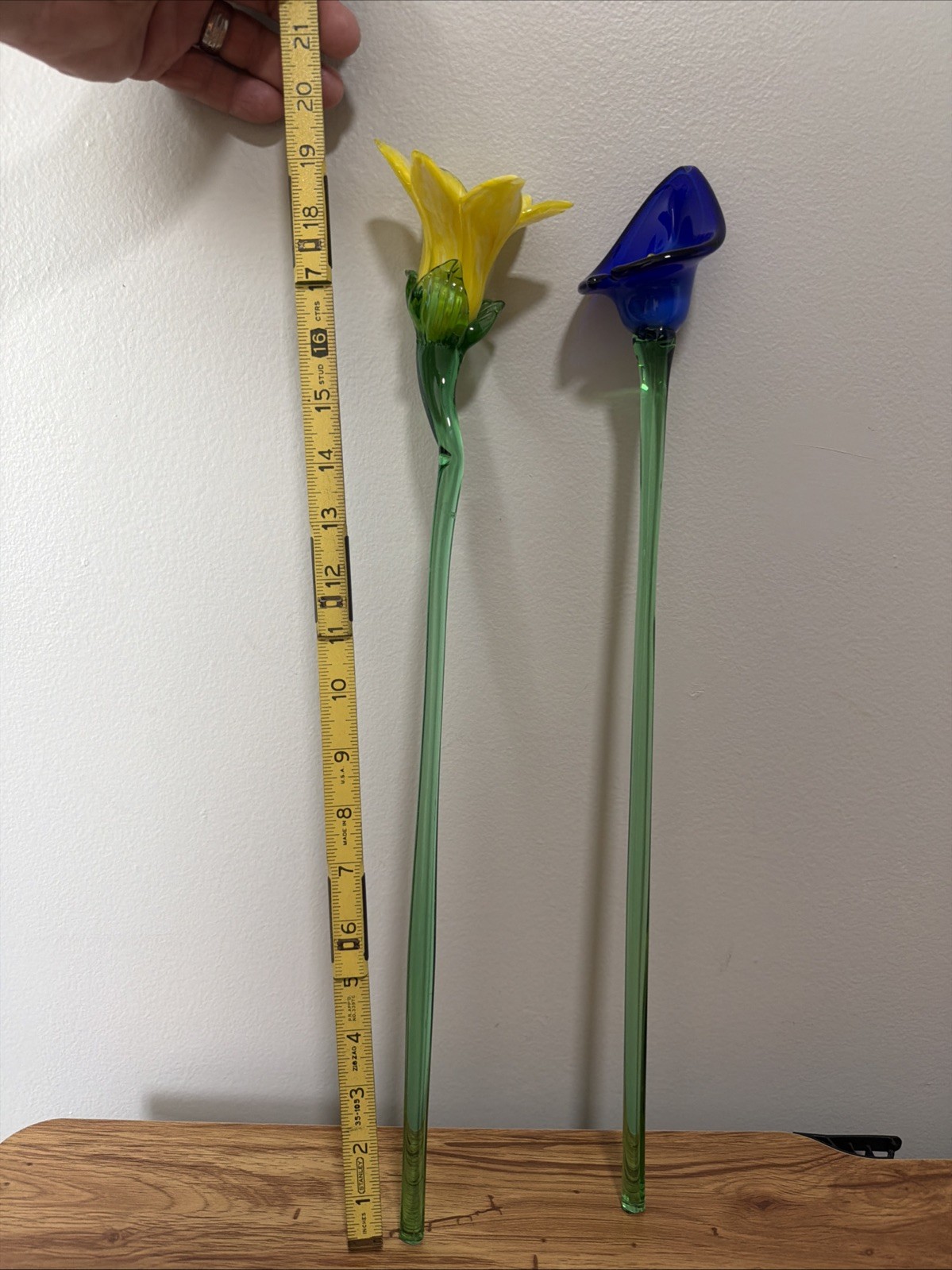 Hand Blown Vintage Glass Flowers ( Made In Italy). 20 Inches Tall