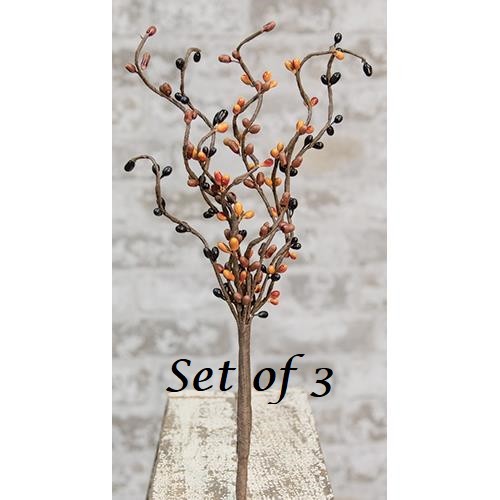 NEW PRIMITIVE Pip Berry Picks Stems BLACK ORANGE RUST 3 PC Crafts FALL 12″
