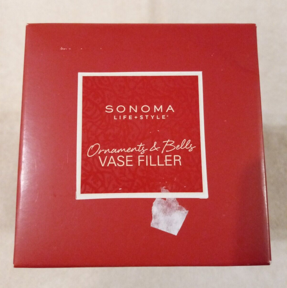 Sonoma silver, red & white ornaments & bells VASE or BOWL filler – NIB