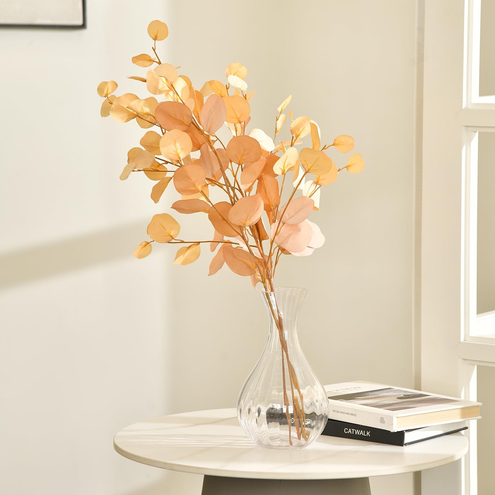 3 PCS Artificial Eucalyptus Stems Long 33″ Fake Eucalyptus Leaves Branches fo…