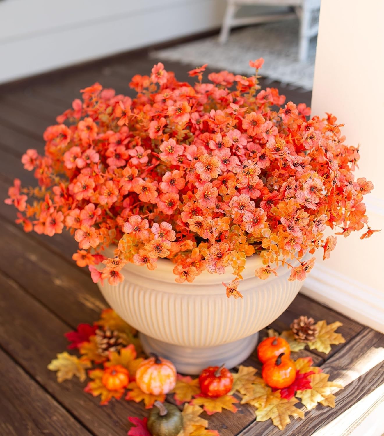 Artificial Fall Flowers Faux Mums for Outdoor Indoor Garden Home Decoration, …