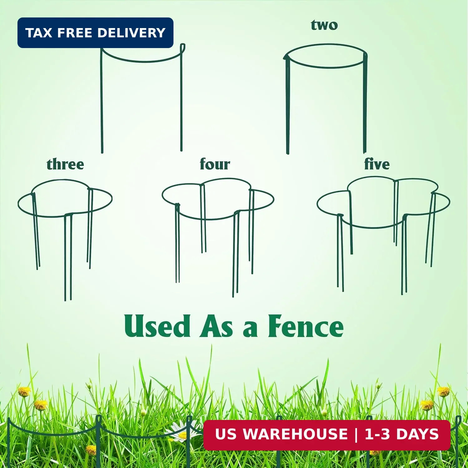 Plant Supports Stakes 6PCS, Half round Metal Garden Stakes Plant Support for Peo