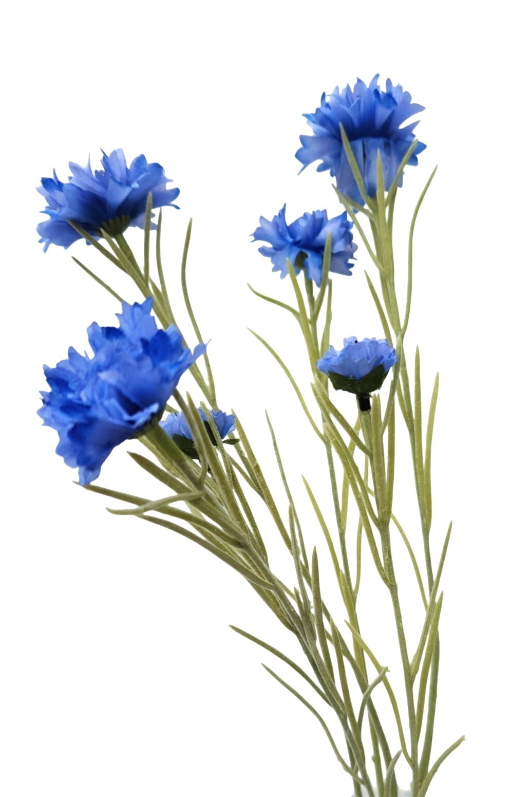 Artificial Blue Cornflower Stems Faux Wildflower Floral Decor Wedding