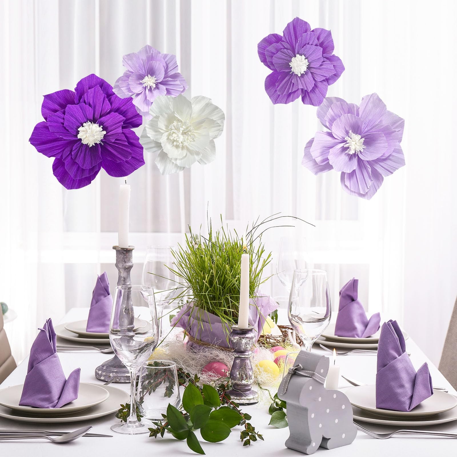Purple Paper Flowers 3D Wall Décor Birthday Party Decorations Women